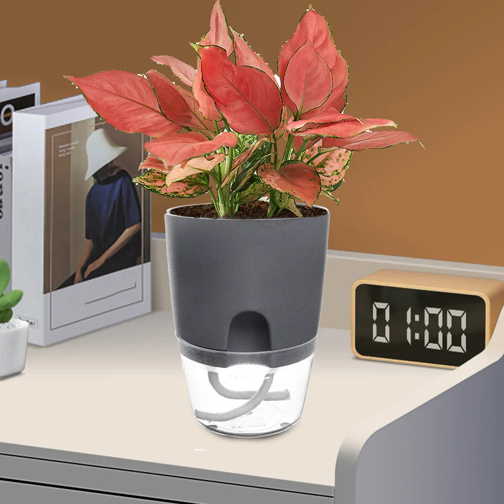 pot de fleurs en plastique avec arrosage automatique et corde absorbante - Image 4