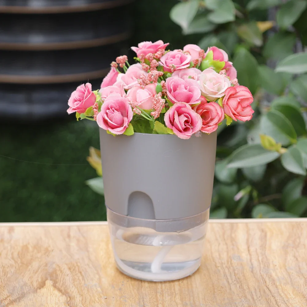 pot de fleurs en plastique avec arrosage automatique et corde absorbante - Image 5