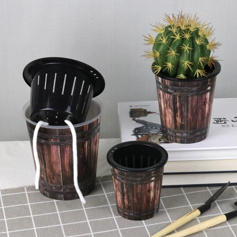 pot de fleurs en résine rétro pour culture hydroponique - Image 3