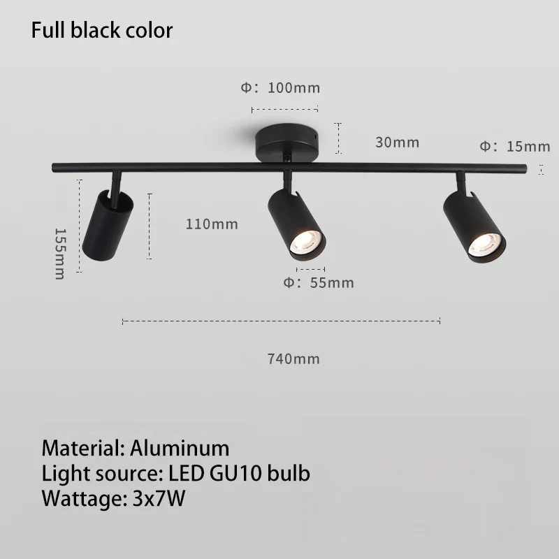 projecteur led 	gu10 sur rail en aluminium angle réglable - Image 6