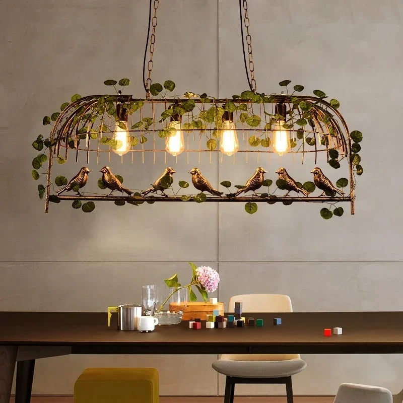 Retro Industrial Ceiling Chandelier Metal Bird Cage Hanging Lamp Suspension Pendant Light - Image 2