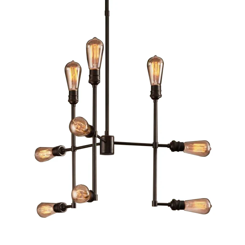 Retro industrial creativity 9 chandeliers, American country living room lights LOFT Loft Hotel bar personality lights - Image 3