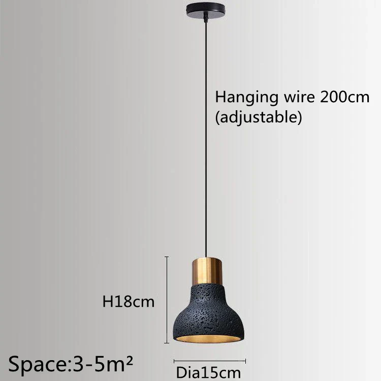 Rétro industriel vent petite suspension trou noir pierre LED suspension lampe nordique Bar Restaurant chambre lustre créatif - Image 8