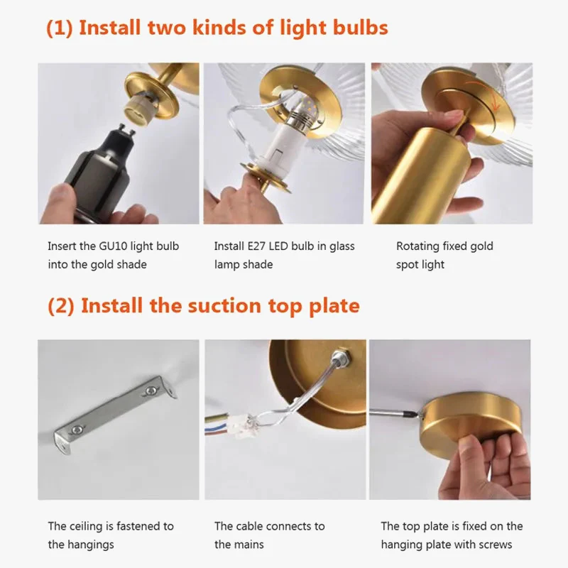 Rétro LED Suspension En Verre 1-3Tête Lanterne Transparente Lampes Suspendues Pour Chambre Cuisine Balcon Salons Luminaire Lustre - Image 6