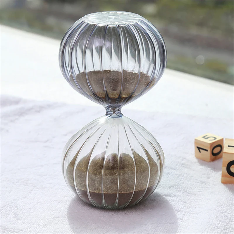 sablier à rayures hémisphériques 45 minutes décoration artisanale en verre - Image 2