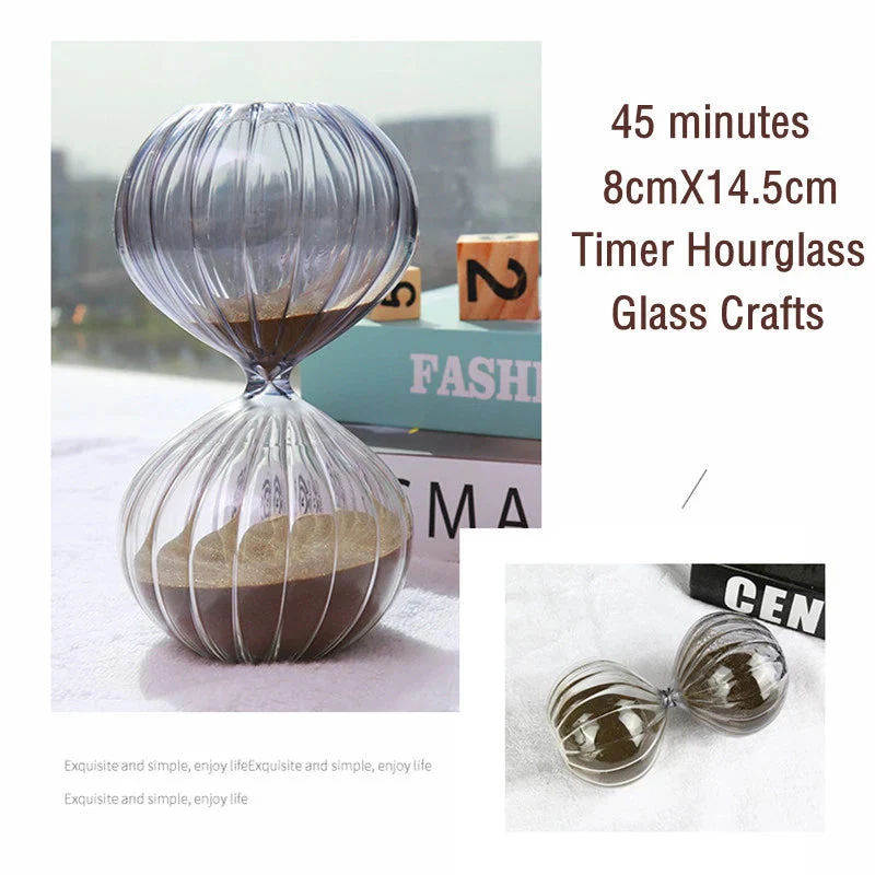 sablier à rayures hémisphériques 45 minutes décoration artisanale en verre - Image 4