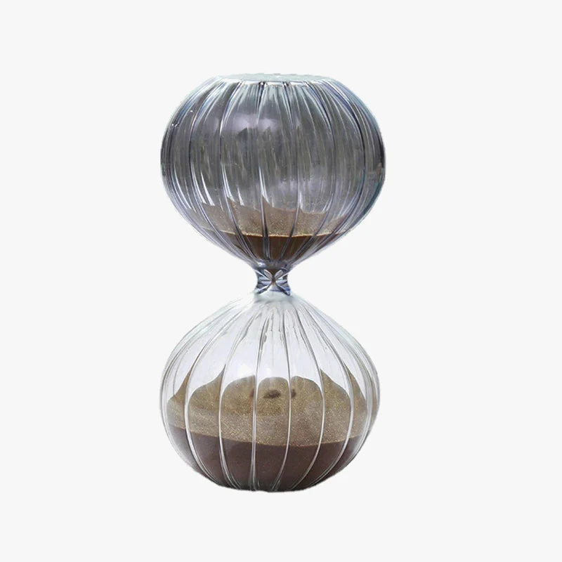 sablier à rayures hémisphériques 45 minutes décoration artisanale en verre - Image 5