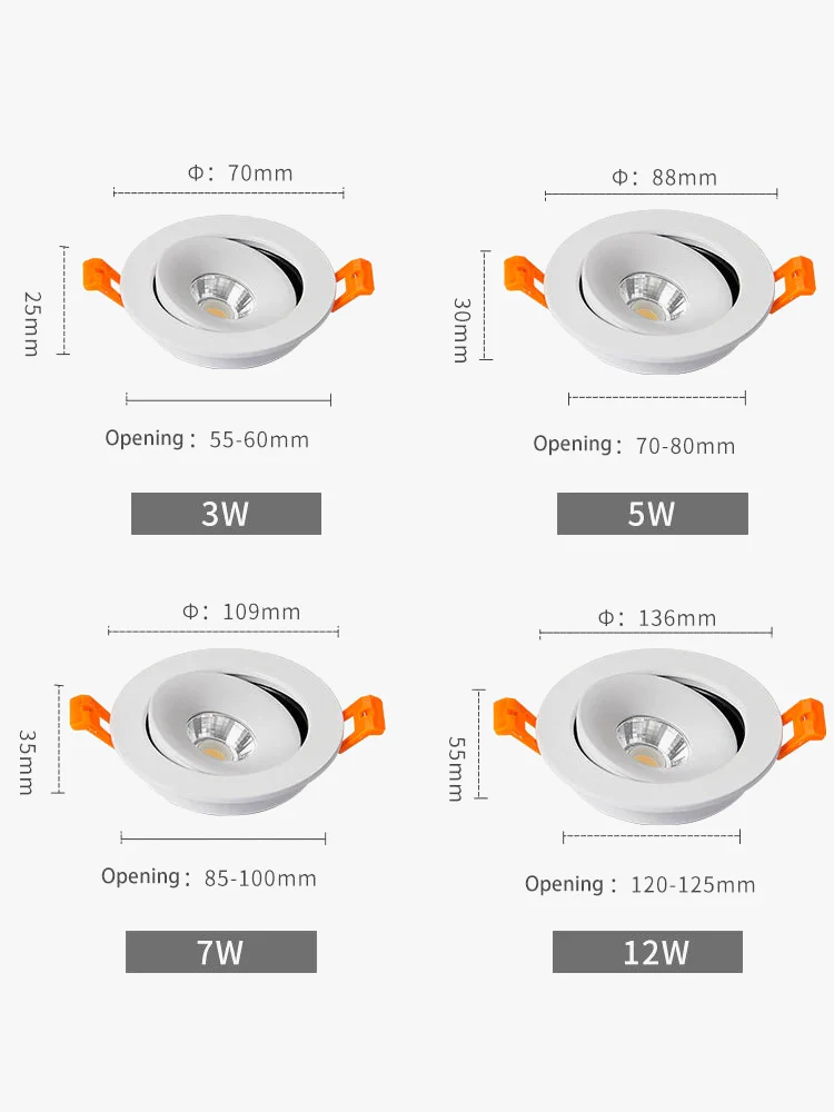 led spot encastré rond downlight cob plafonnier projecteurs ajustables - Image 5