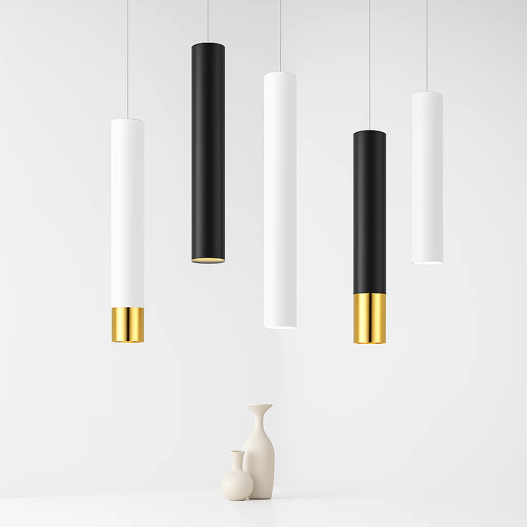 suspension led lampe long tube lustre aluminium suspendu foco