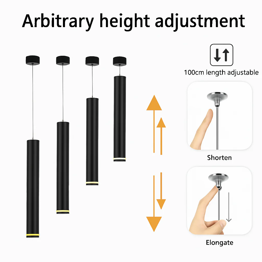 suspension led lampe long tube lustre aluminium suspendu foco - Image 6