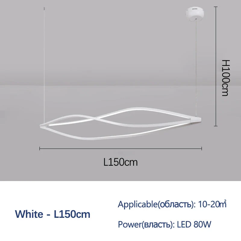 SANDYHA nordique longue bande salle à manger lustre créatif vague Style Art lampara De Techo Led Para Sala étude barre suspension - Image 10