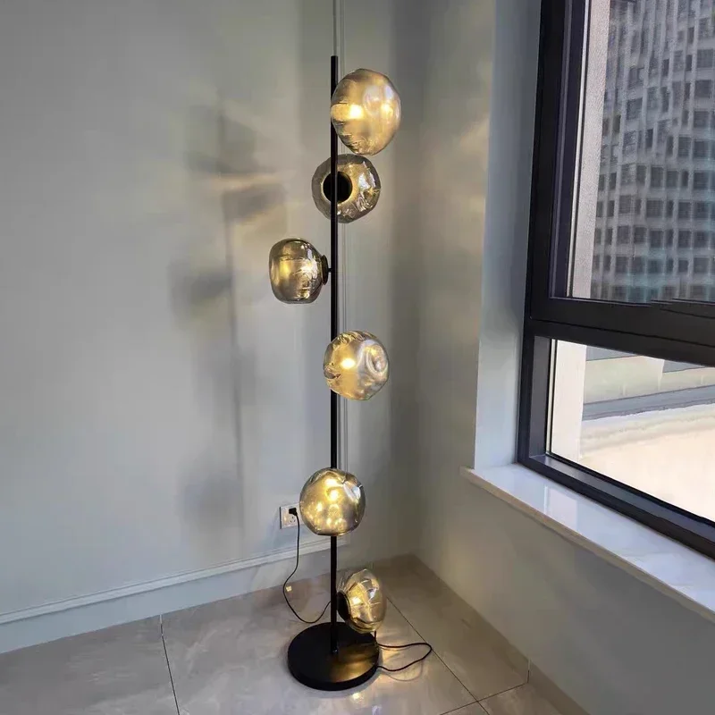 Scandinavia Glass Shade Led Floor Lamp Living Room Home Decor Corner Sofa Bedroom Bedside Standing Table Light - Image 5