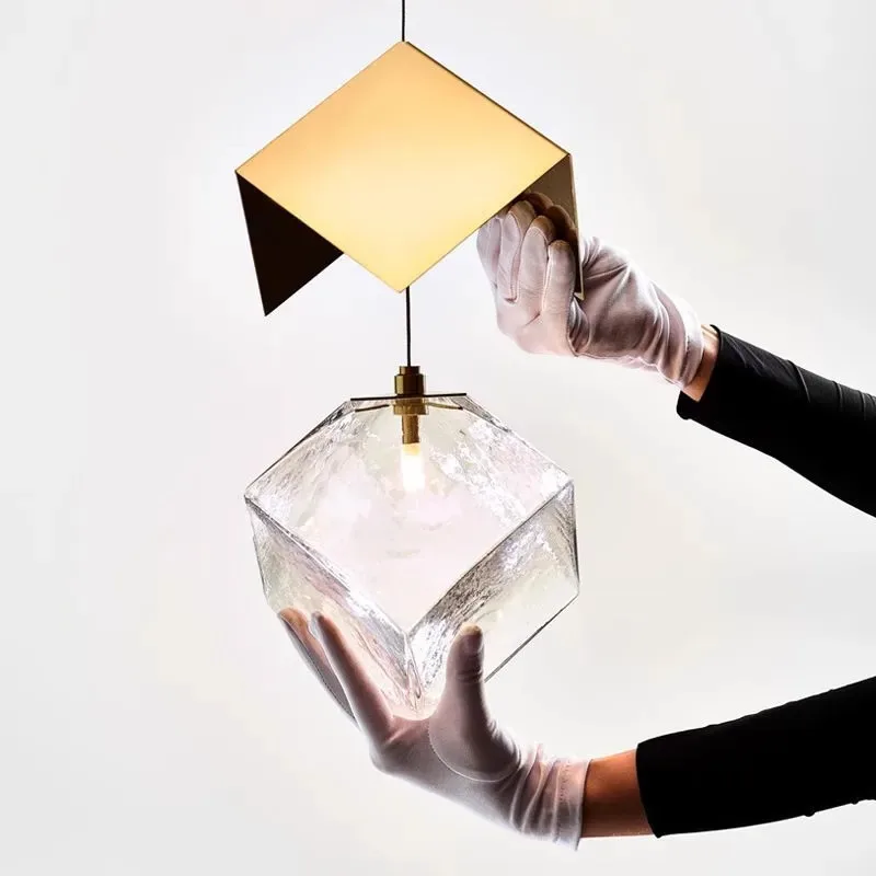 Scandinavia Magic Square Chandelier Crystal Box Pendant Lamp Ceiling Suspension Hanging Light for Loft Staircase Living Room - Image 3
