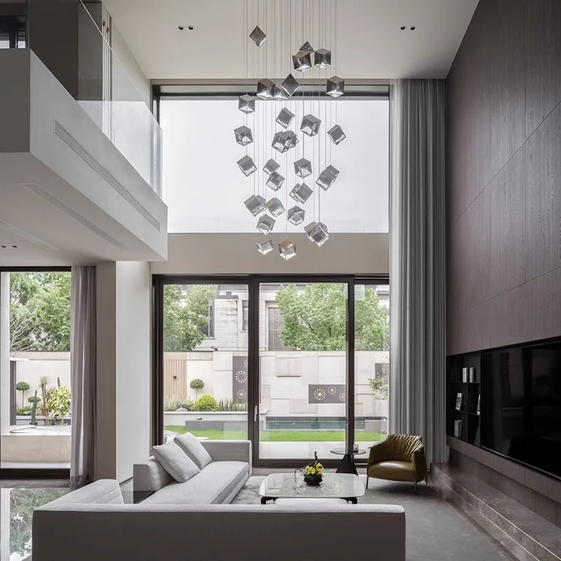 Scandinavia Magic Square Chandelier Crystal Box Pendant Lamp Ceiling Suspension Hanging Light for Loft Staircase Living Room - Image 5