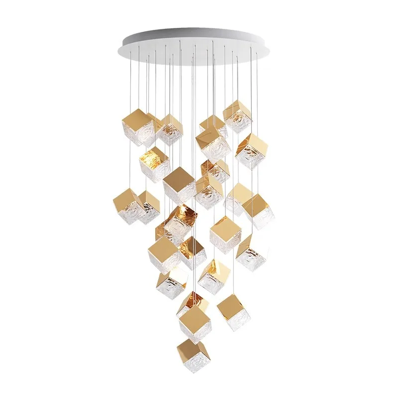 Scandinavia Magic Square Chandelier Crystal Box Pendant Lamp Ceiling Suspension Hanging Light for Loft Staircase Living Room - Image 6