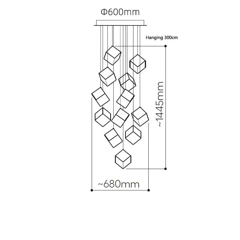 Scandinavia Magic Square Chandelier Crystal Box Pendant Lamp Ceiling Suspension Hanging Light for Loft Staircase Living Room - Image 7