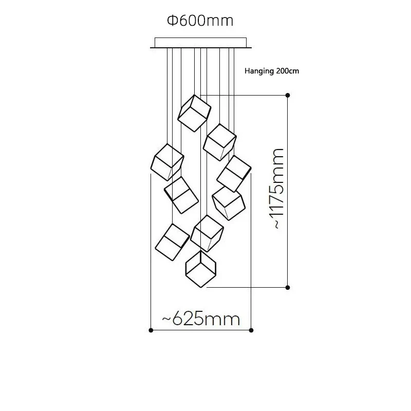 Scandinavia Magic Square Chandelier Crystal Box Pendant Lamp Ceiling Suspension Hanging Light for Loft Staircase Living Room - Image 8