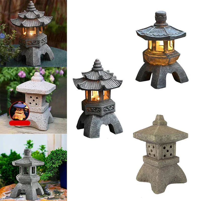 sculpture de jardin lampe solaire en résine design japonais étanche - Image 4