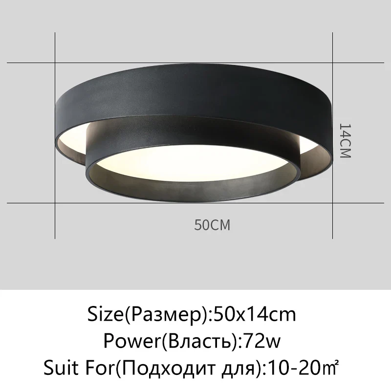 SHIDE blanc noir plafond moderne à LEDs lumières pour salon chambre salle à manger lampe à intensité variable intérieur rond carré luminaires - Image 12