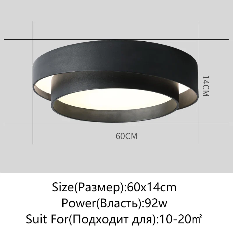 SHIDE blanc noir plafond moderne à LEDs lumières pour salon chambre salle à manger lampe à intensité variable intérieur rond carré luminaires - Image 14
