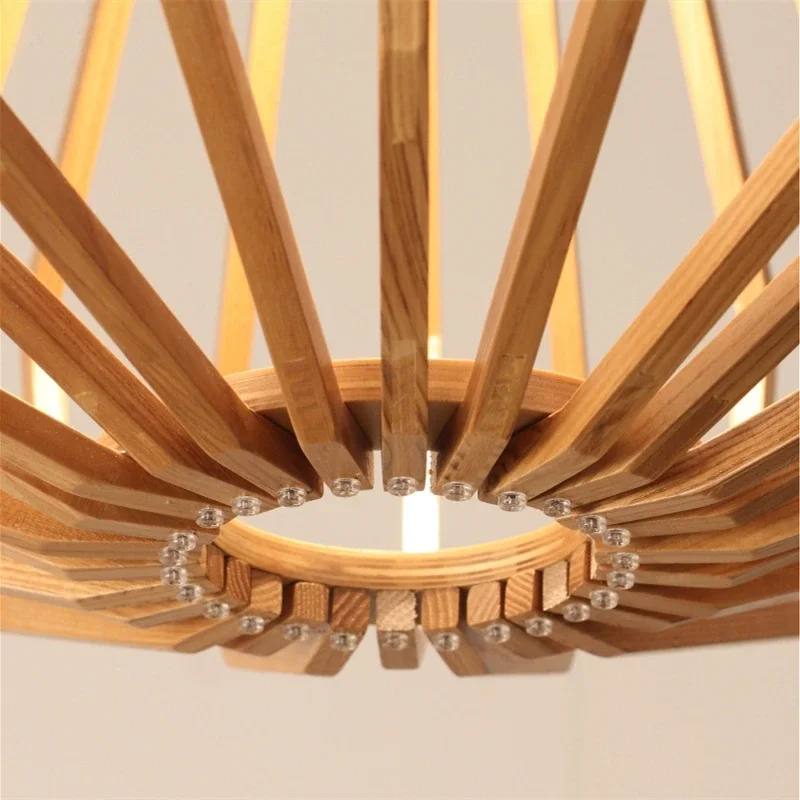 Simple Nordic solid wood chandelier warm bedroom lamp restaurant creative personalized wooden Chandelier - Image 2