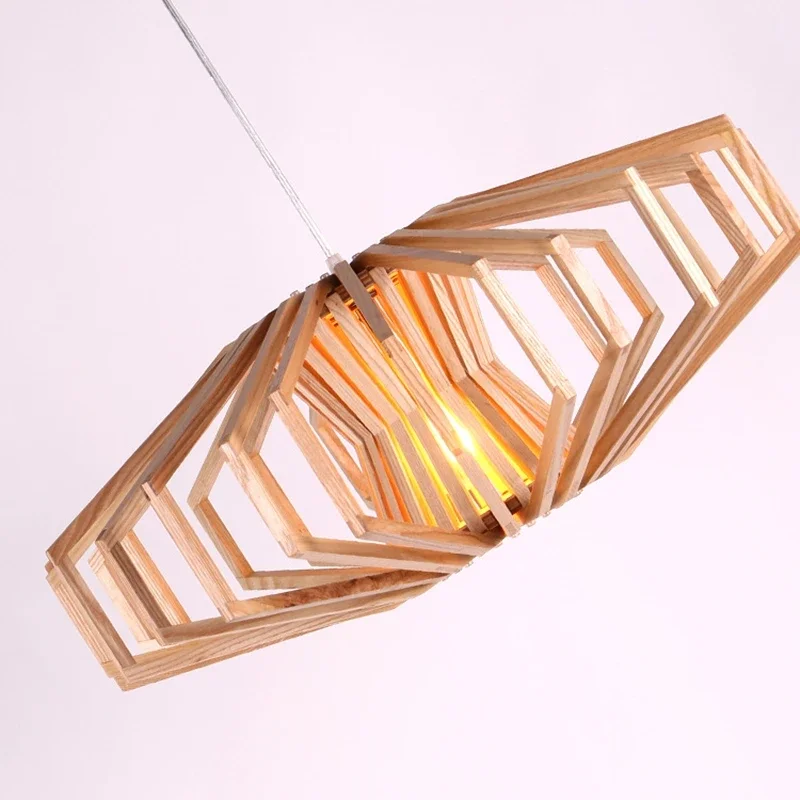 Simple Nordic solid wood chandelier warm bedroom lamp restaurant creative personalized wooden Chandelier - Image 4