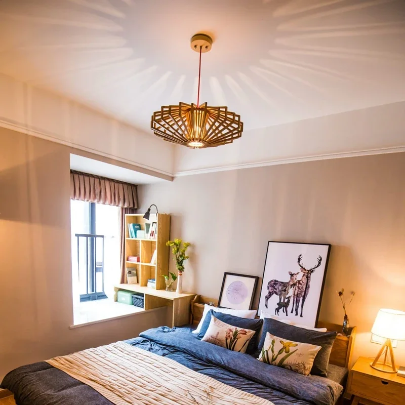 Simple Nordic solid wood chandelier warm bedroom lamp restaurant creative personalized wooden Chandelier - Image 5