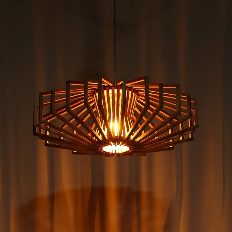 Simple Nordic solid wood chandelier warm bedroom lamp restaurant creative personalized wooden Chandelier - Image 6