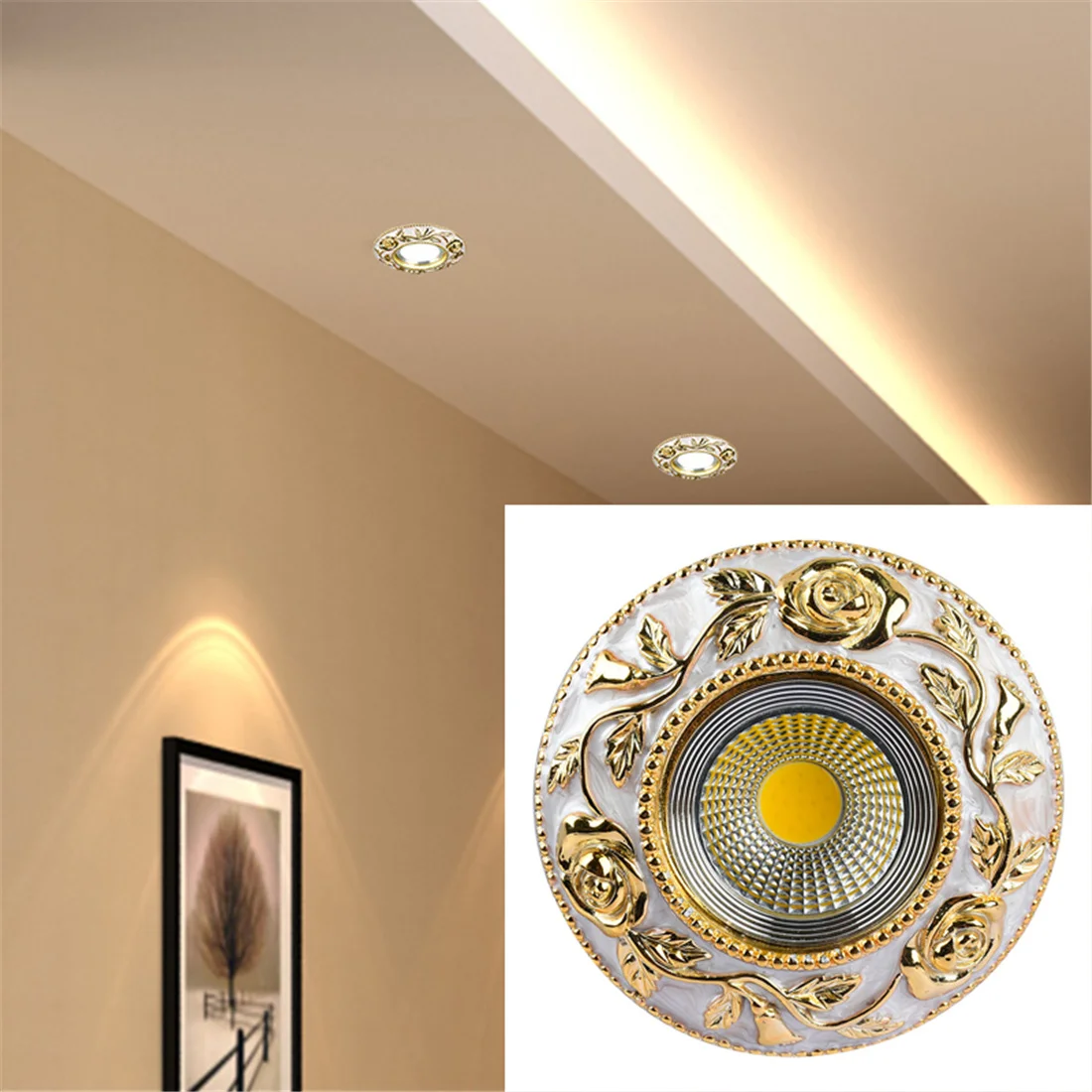 spot encastrable à led motif rose dorée style européen pour intérieur - Image 2