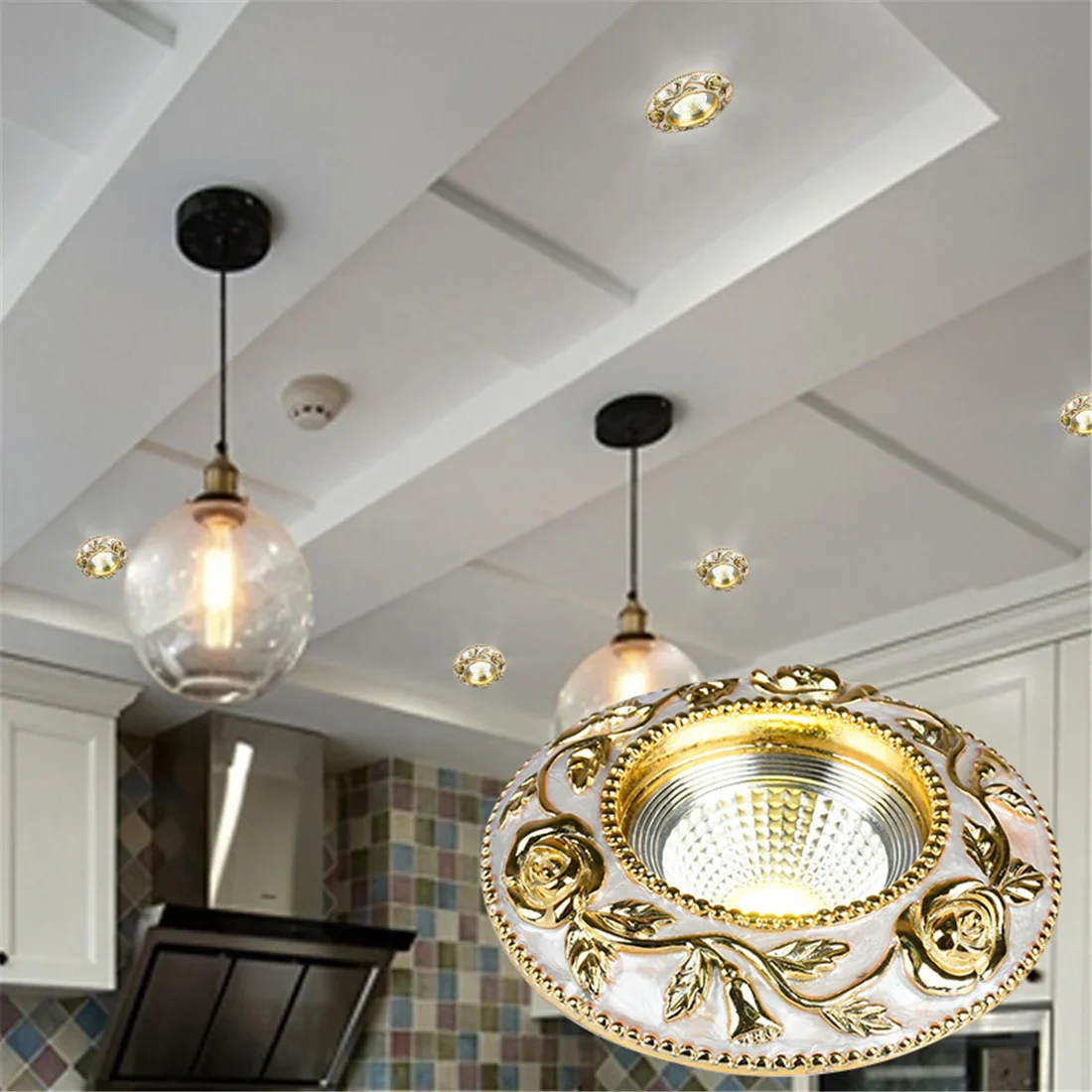 spot encastrable à led motif rose dorée style européen pour intérieur - Image 3