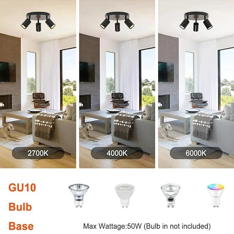 spot led sur rail gu10 à 3 têtes pour éclairage intérieur - Image 3