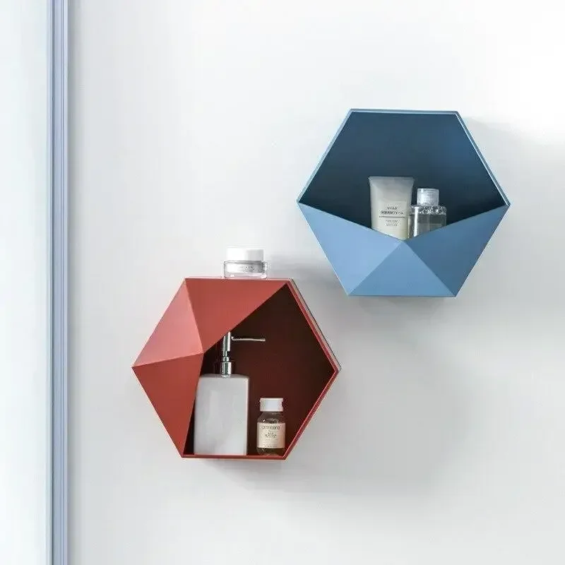 support mural en bois hexagonal pour livres et décorations - Image 4