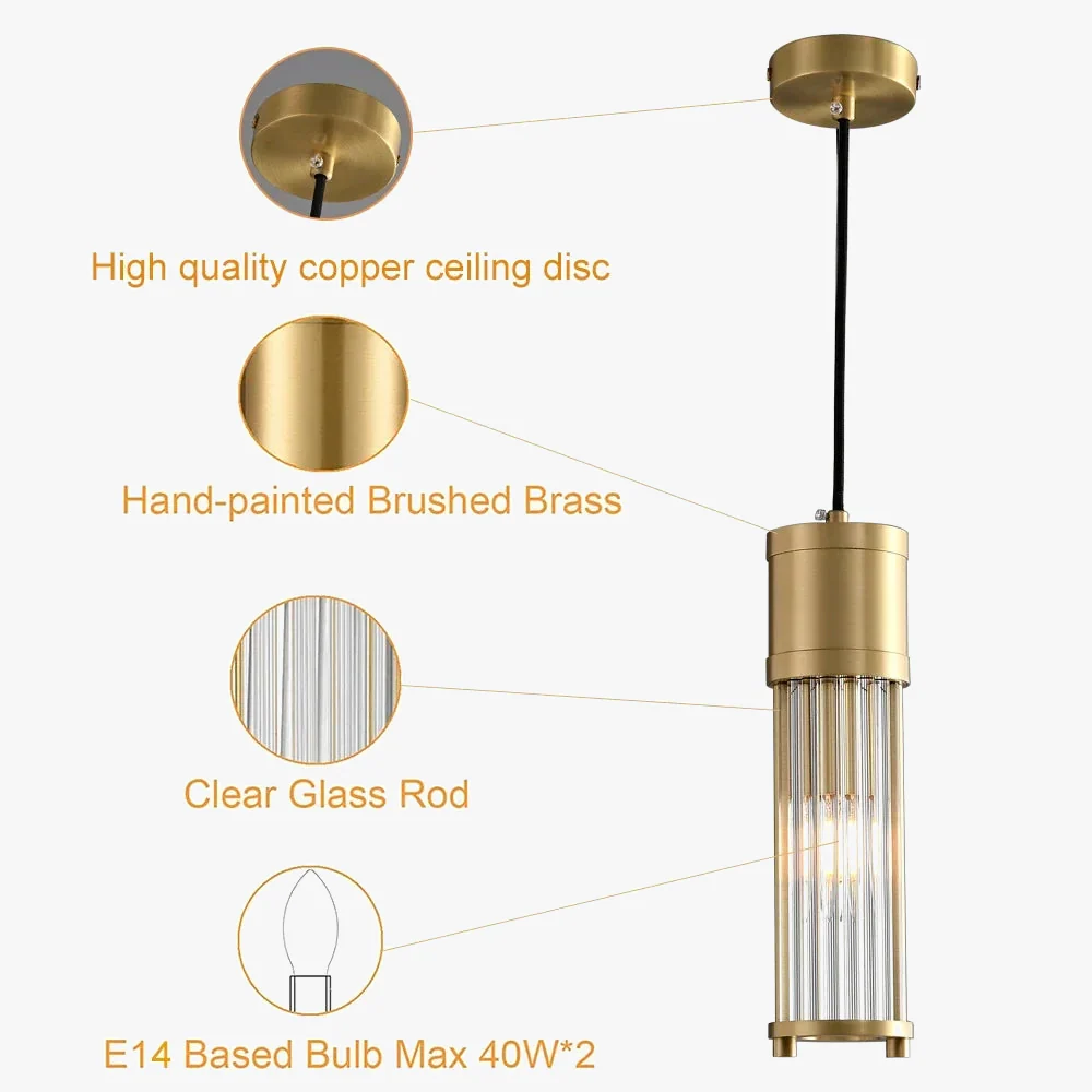 suspension à led en cuivre avec abat-jour en verre réglable - Image 3