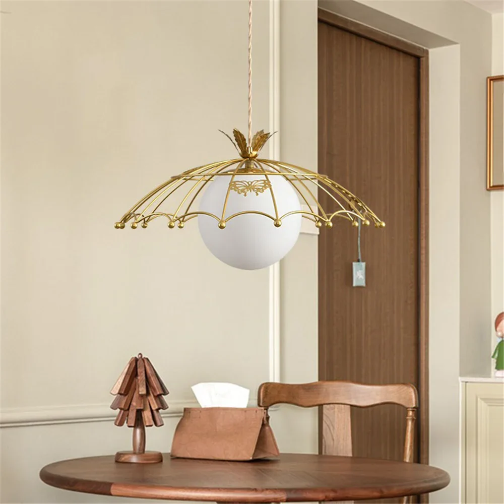 suspension à led en verre avec chapeau doré style nordique pour décoration - Image 3