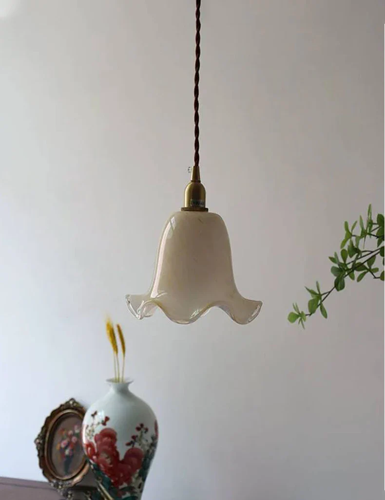suspension à led rétro fleurs en laiton et verre créatif minimaliste - Image 5