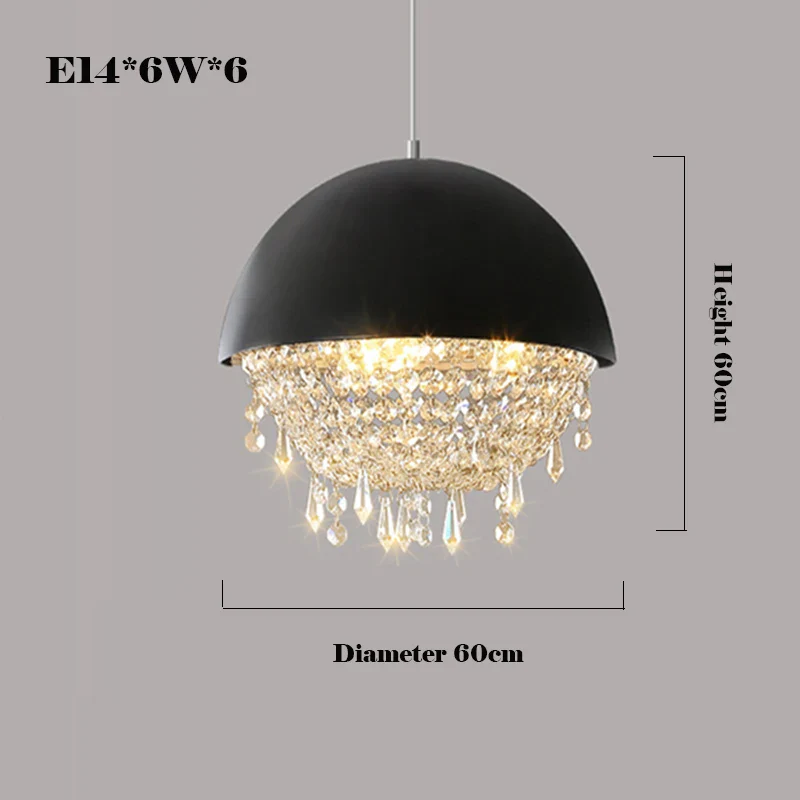 suspension créative en cristal hémisphère noir et blanc - Image 17