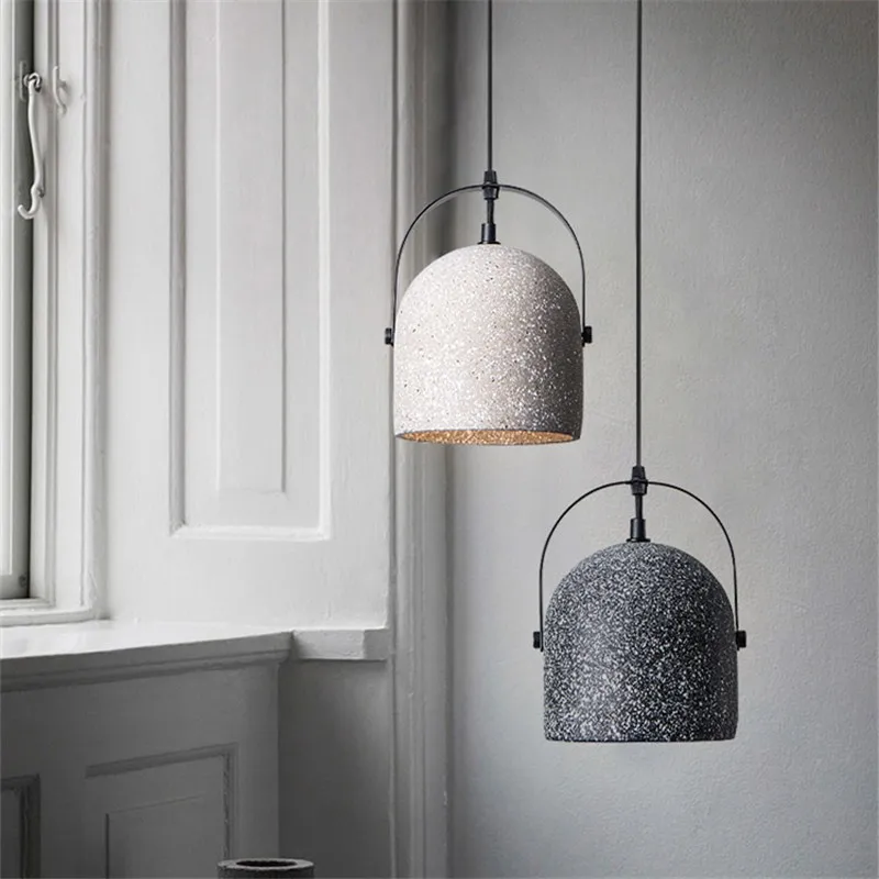 suspension en béton design abat-jour terrazzo style industriel créatif