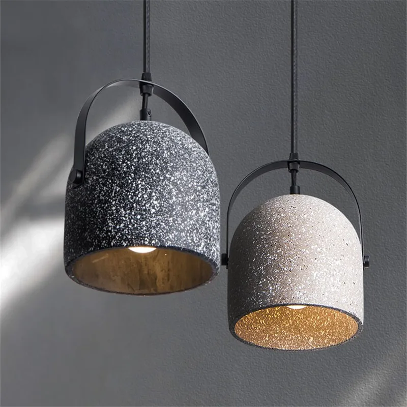 suspension en béton design abat-jour terrazzo style industriel créatif - Image 6