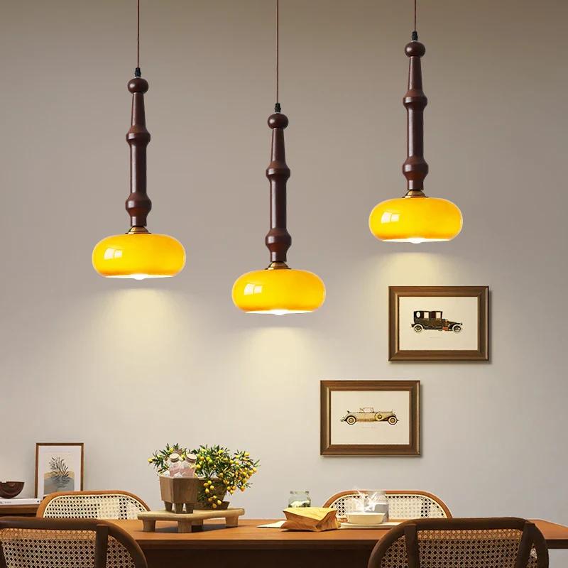 suspension en bois d'hévéa et verre pour intérieur moderne - Image 2