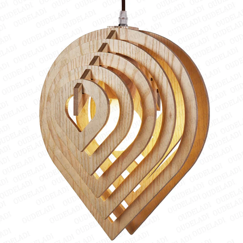 suspension en bois moderne style nordique goutte d'eau décorative idéale loft - Image 6