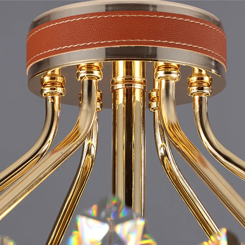 suspension en cristal et cuir pour éclairage moderne créatif de la maison - Image 10