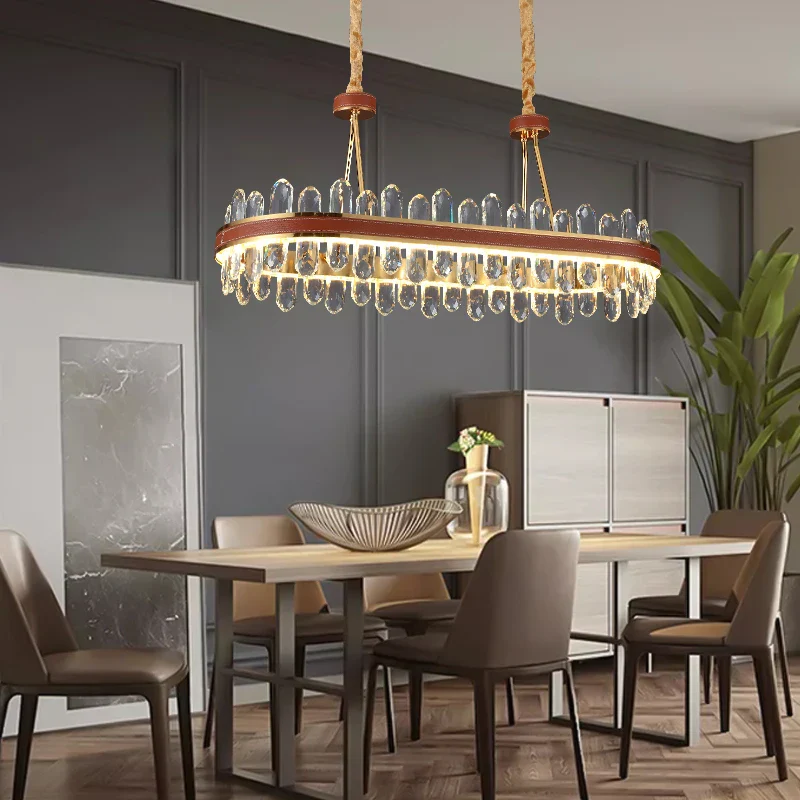 suspension en cristal et cuir pour éclairage moderne créatif de la maison - Image 5