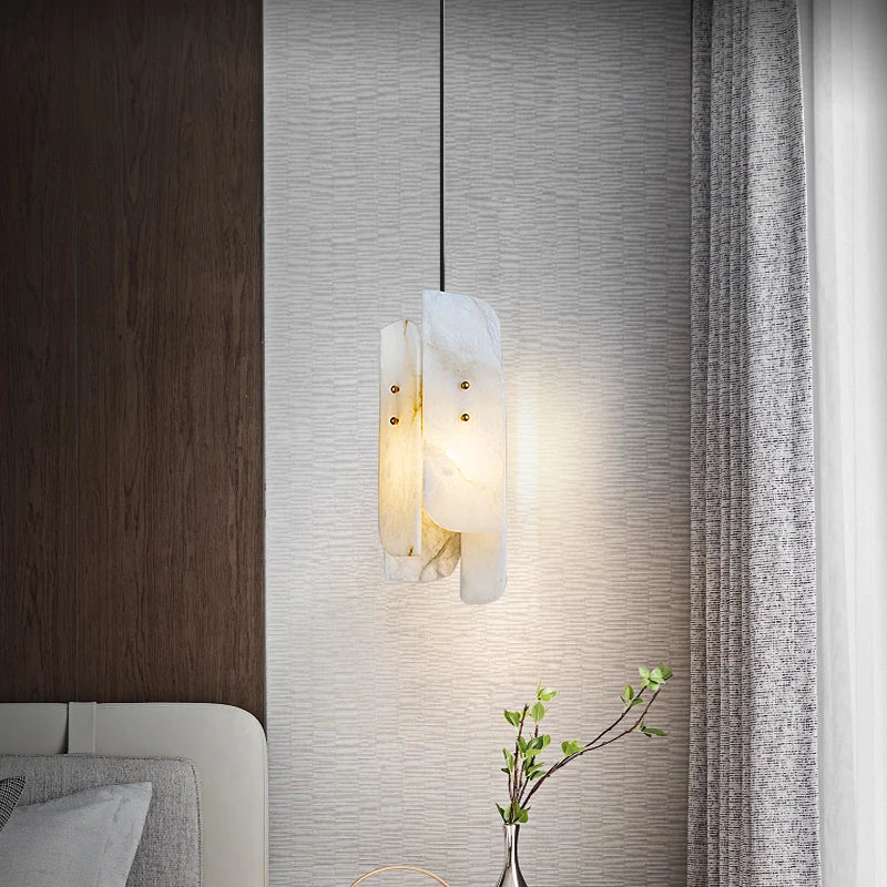 suspension en marbre véritable avec fil de cuivre et ampoule réglable - Image 2