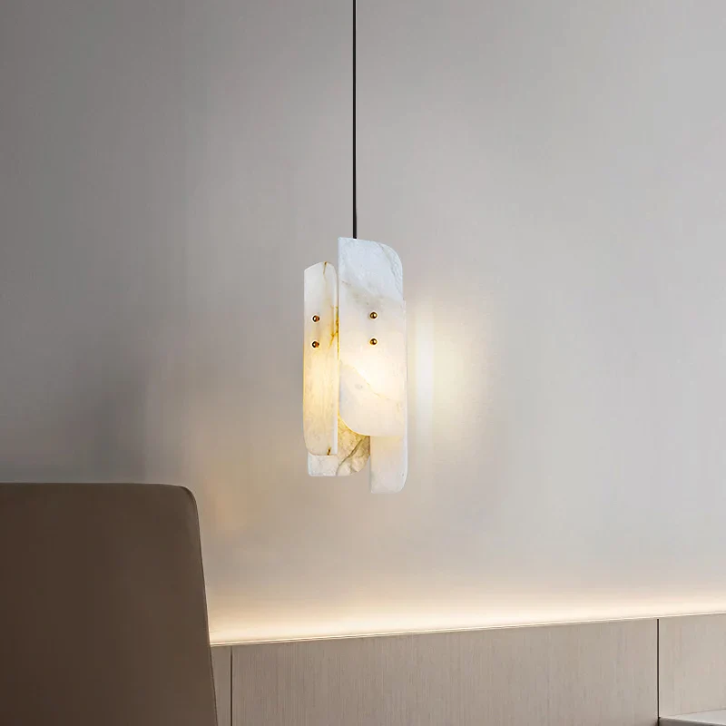 suspension en marbre véritable avec fil de cuivre et ampoule réglable - Image 3