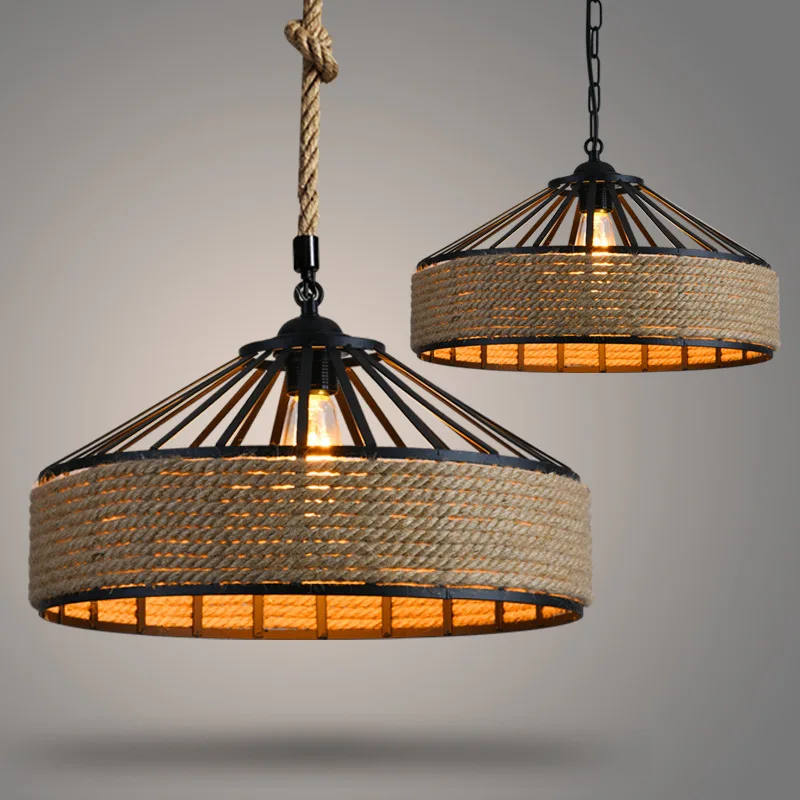 suspension en sisal vintage avec éclairage créatif et tissage élégant - Image 2