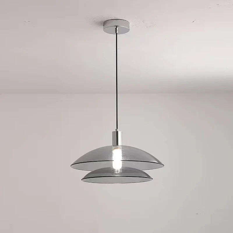 suspension en verre à double couche moderne en métal chromé - Image 3