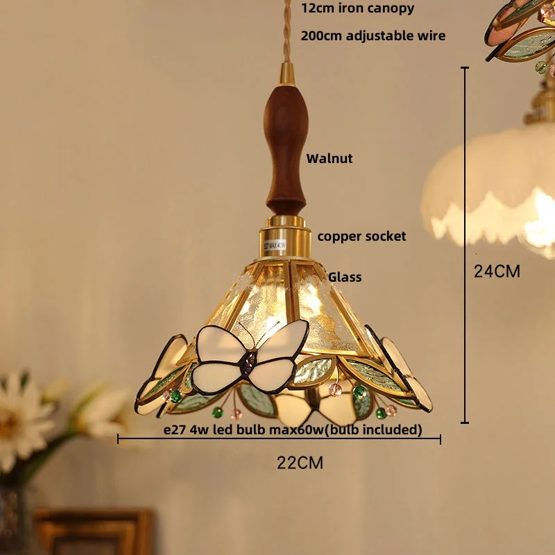 suspension en verre coloré avec fil de bois réglable moderne - Image 15