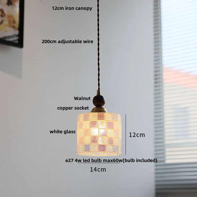 suspension en verre coloré avec fil de bois réglable moderne - Image 9