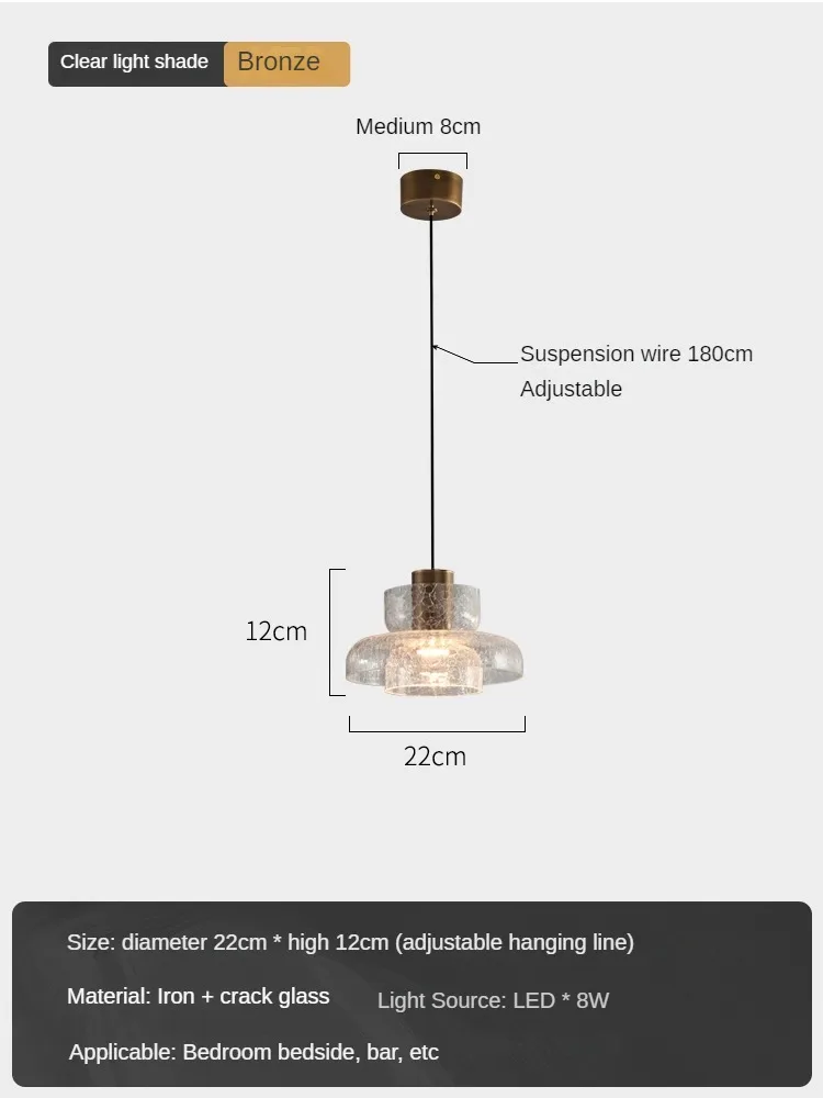 suspension en verre craquelé style américain rétro pour intérieur - Image 11