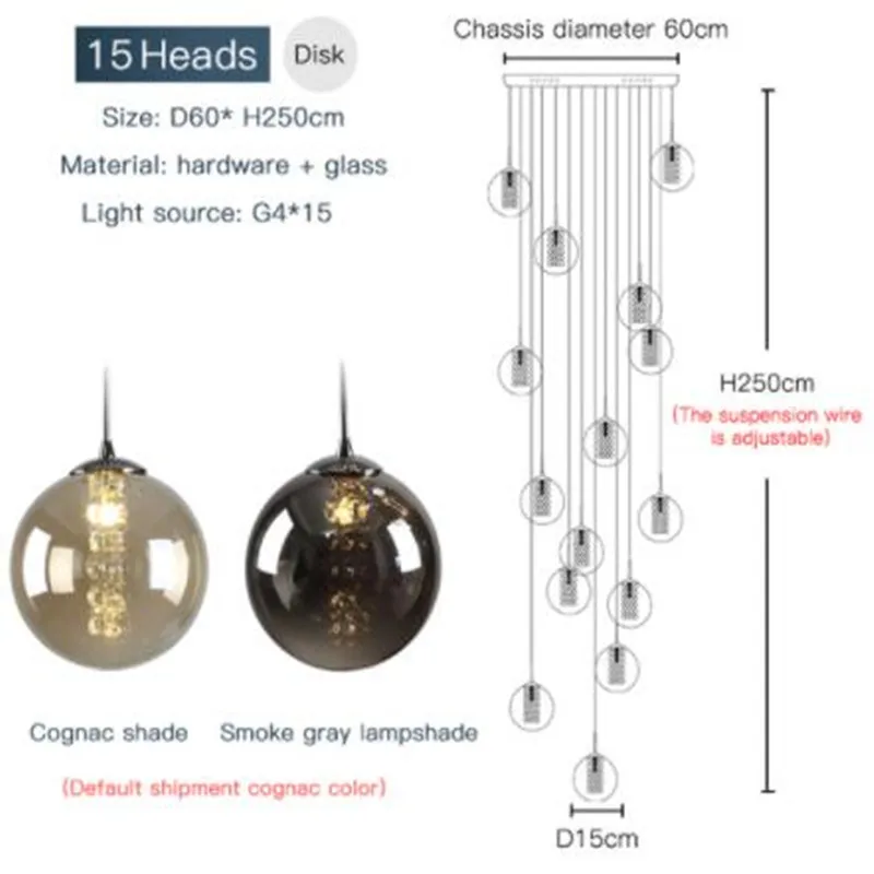 suspension en verre design pour escalier moderne à LED - Image 12